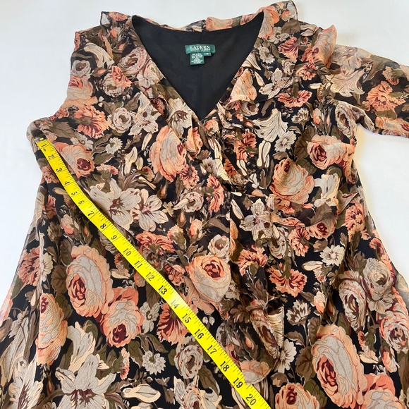 Lauren Ralph Lauren Vintage Antique Floral Silk Ruffle Dress - Picture 6 of 12